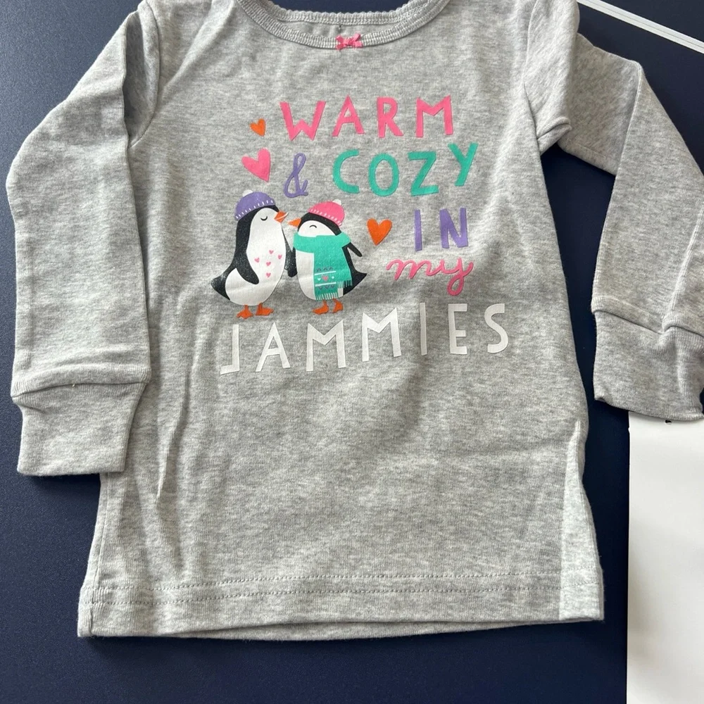 Carter's Toddler Girl 2-Piece Penguin Matching Cotton &‎ Fleece PJs Size 2T